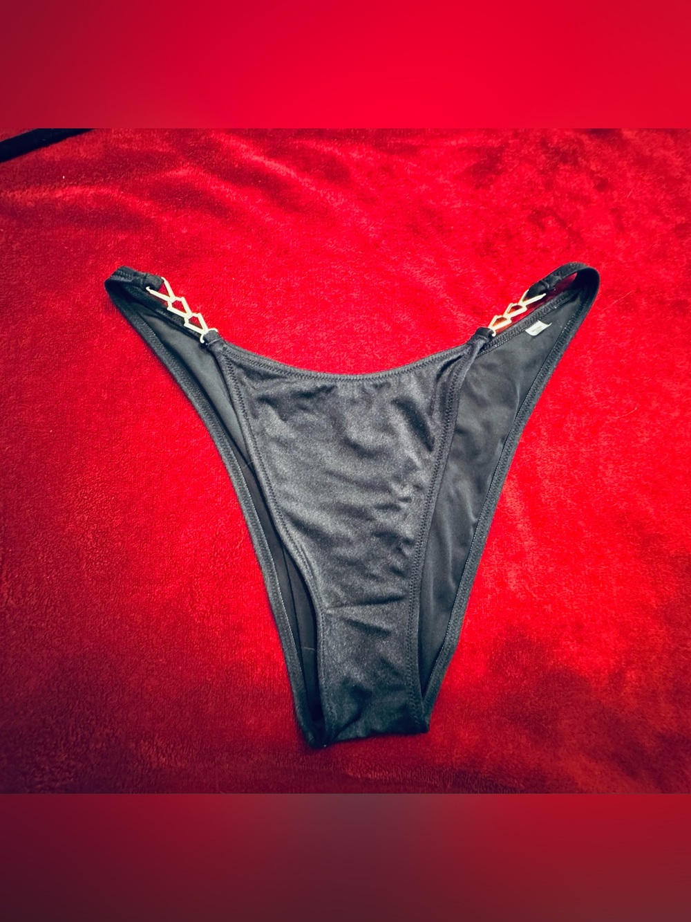 Victoria's Secret Black High-Cut Bikini Panty with Crisscross Accent